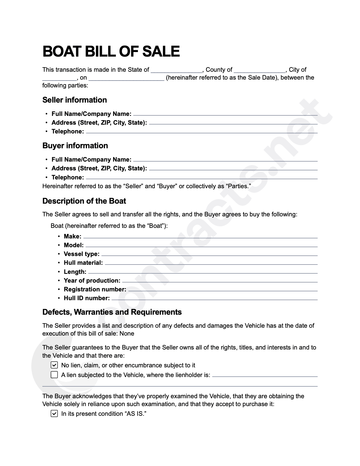 Boat Bill of Sale Form [PDF]