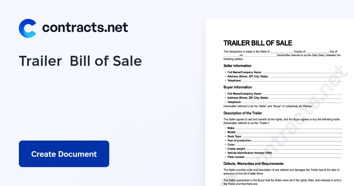 Trailer Bill of Sale Form [PDF]