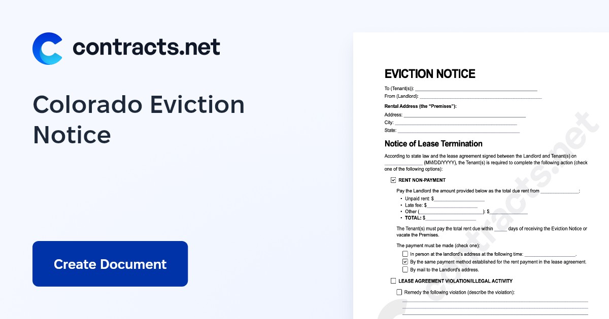 Download Colorado Eviction Notice Templates [PDF]