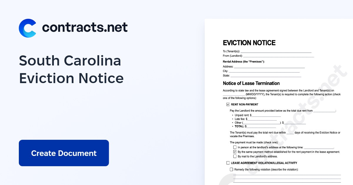 Download South Carolina Eviction Notice Templates [PDF]