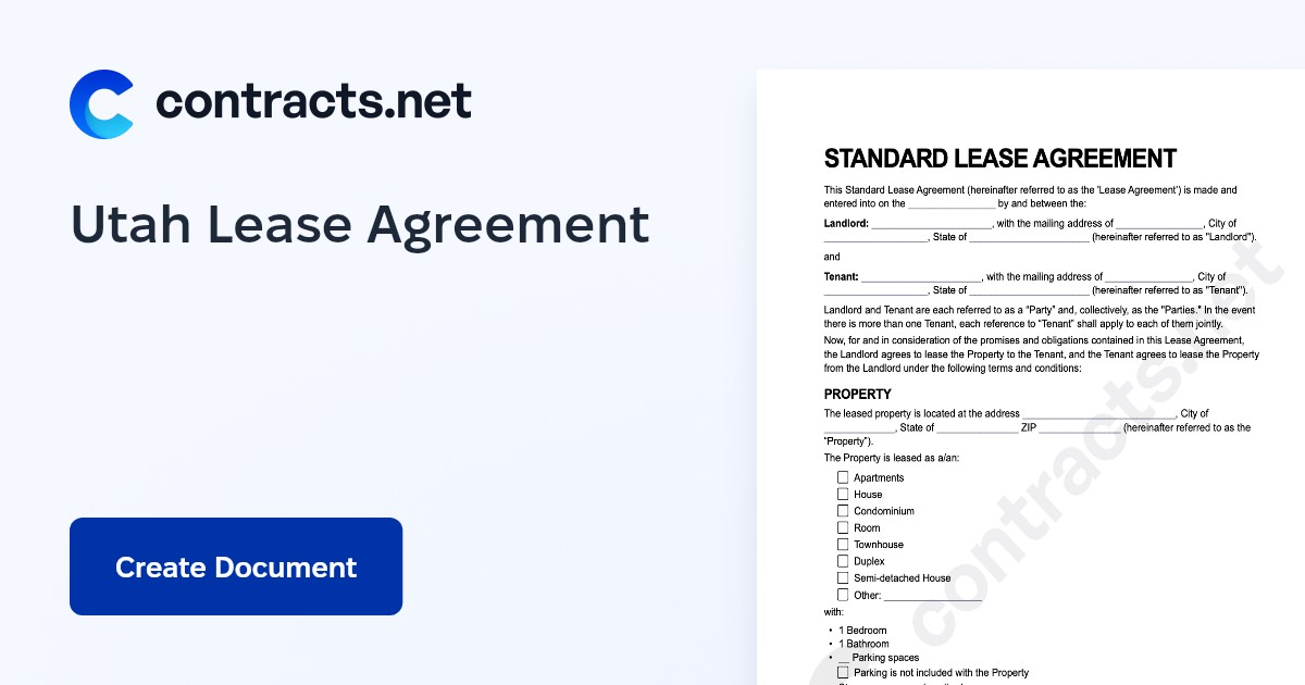 Download Utah Rental Lease Agreement Templates [PDF]