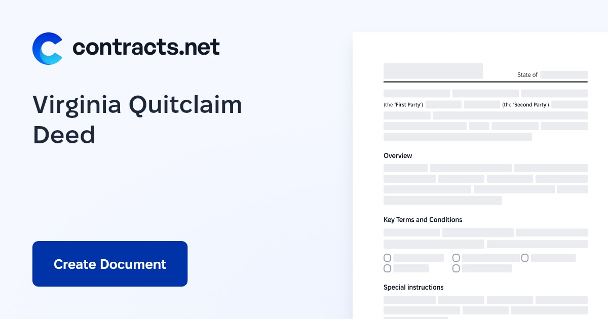 Download Virginia Quitclaim Deed Form [PDF]